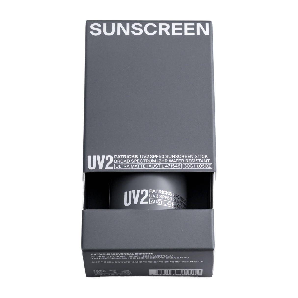 Patricks UV2 SPF50 Sunscreen Stick, 30g Sunscreen
