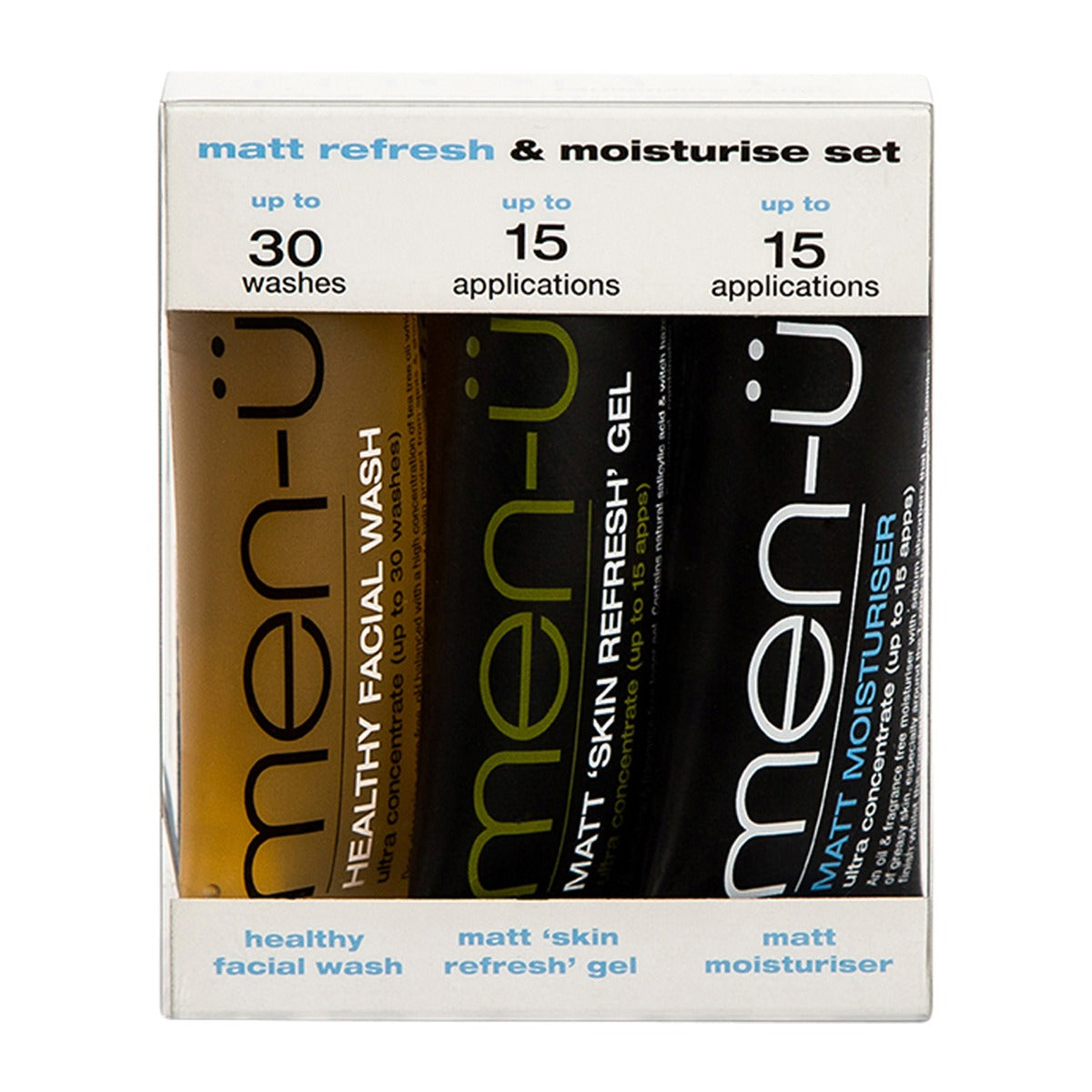 men-u Matt Refresh & Moisturise Set, 3 x 15ml Skin Care
