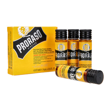 Proraso Hot Oil Beard Treatment: Wood and Spice, 4 x 17ml Shaving & Grooming
