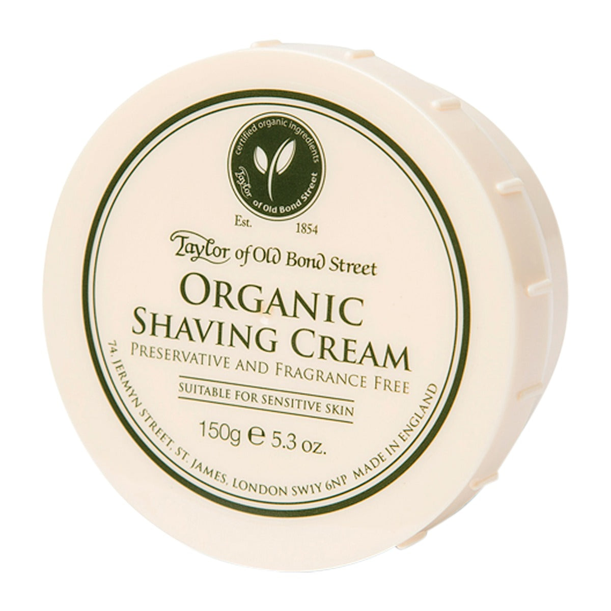 Taylor of Old Bond Street Organic Shaving Cream Bowl, 150g Shaving Cream