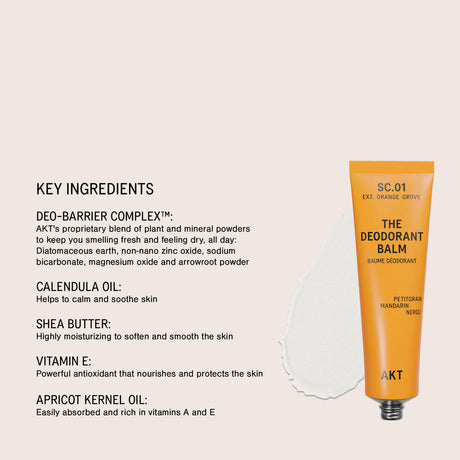 AKT Natural Deodorant Balm Orange Grove, 50ml Deodorant